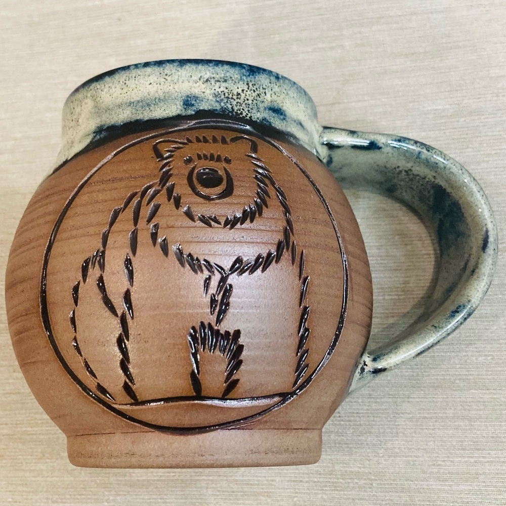 HOFF THE GRID GOODS 14-16 Oz Custom Made With a Bear Design Ceramic Mug